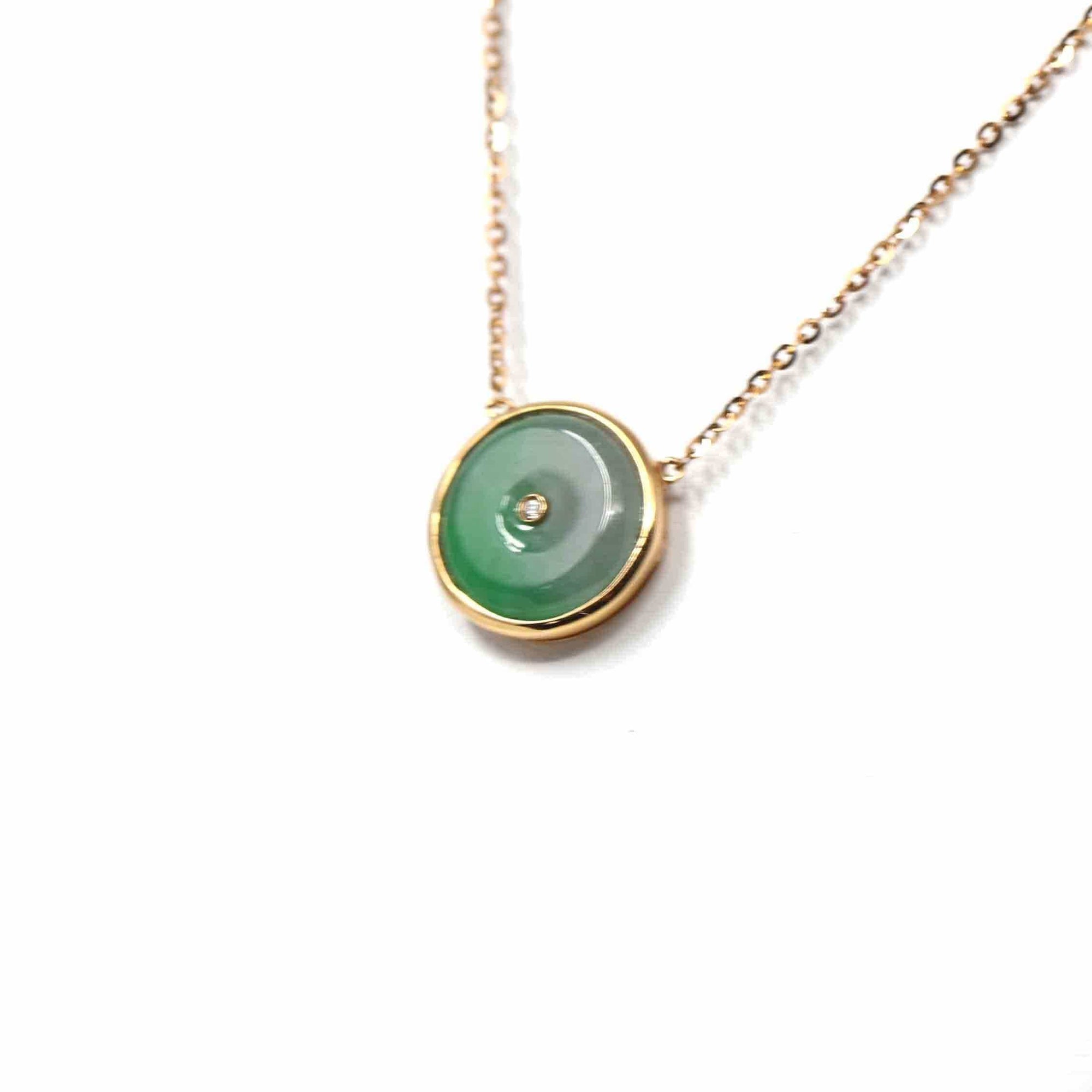 Baikalla Jewelry Gold Jadeite Necklace 18k Rose Gold Jadeite jade Diamond KouKou Pendant Necklace