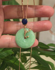 18k Rose Gold Genuine Burmese Jadeite Constellation (Scorpio) Necklace Pendant With Lapis Bail