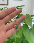 18K Rose Gold Oval Imperial Jadeite Jade Lucky Bottle Necklace with Diamonds