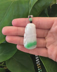 Genuine Green Jadeite Jade Good Luck Bamboo Pendant Necklace With Real Jadeite Bead Necklace