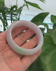 Genuine White & Green Burmese Jadeite Jade Bangle Bracelet (55.64 mm) 