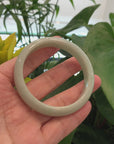 "Princess Half Round" Yellow- Green Jadeite Jade Bangle Bracelet (58.36 mm) 