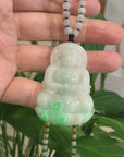 Baikalla "Goddess of Compassion" Genuine Burmese Jadeite Jade Guanyin Lotus Necklace