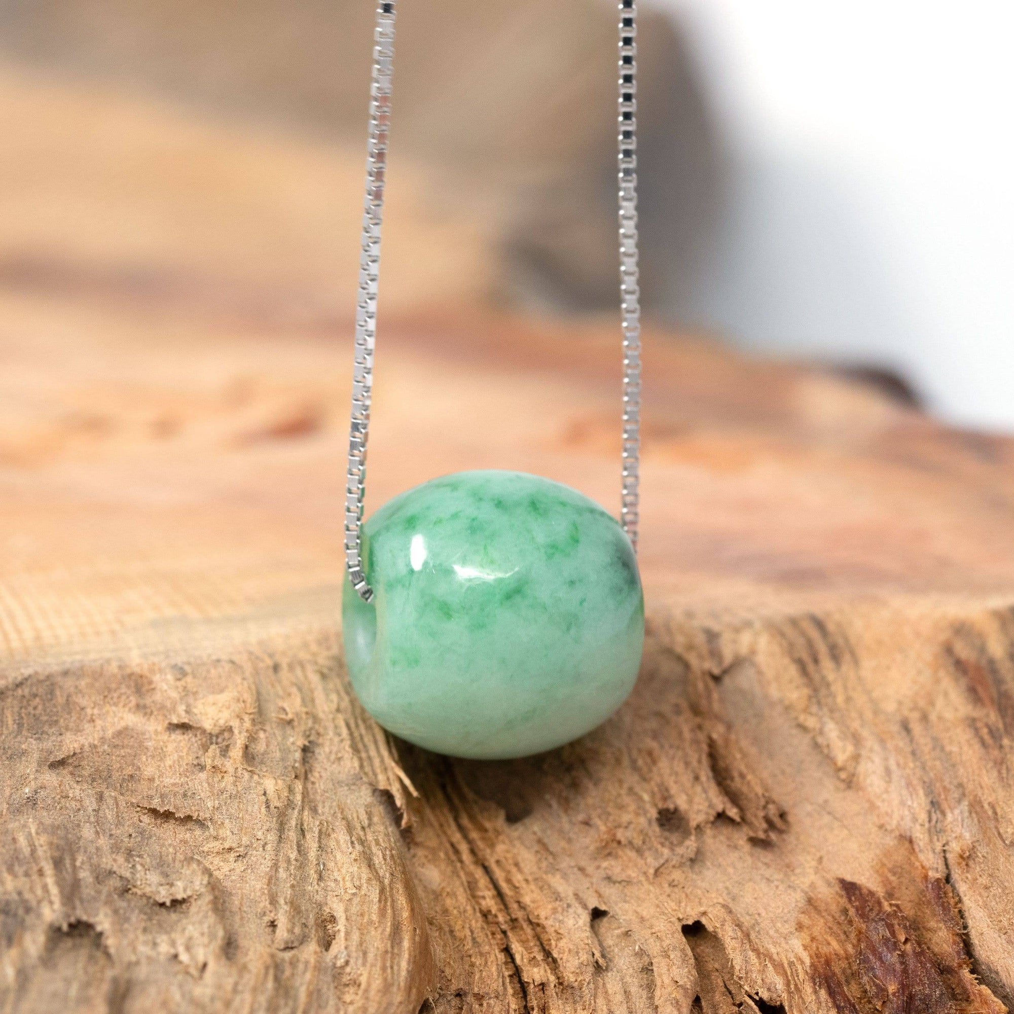 Baikalla Jewelry Jade Pendant Necklace Baikalla™ "Good Luck Button" Necklace Real Blue-Green Jade Lucky TongTong Pendant Necklace