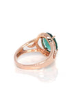 Baikalla Jewelry Gold Sapphire Ring 18k Rose Gold Lab-Created Blue Sapphire Ring With CZ