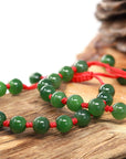 Baikalla 9in Baikalla Natural Nephrite Jade Bead Bracelet With Red String