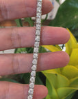 14K White Gold Pave-Set 4 mm Moissanite Bangle Bracelet ( 8 in )