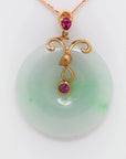 Baikalla Jewelry Jade Pendant 18k Rose Gold Genuine Burmese Jadeite Constellation (Aries) Necklace Pendant with Tourmaline