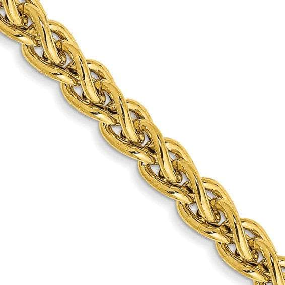 Baikalla Jewelry 14K Yellow Gold Pendant 14K 3.45mm Semi-Solid Spiga Wheat with Lobster Clasp Gold Chain