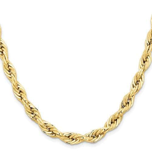 Baikalla Jewelry 14K Yellow Gold Pendant 18 in 14K 7.8 mm Semi Solid Diamond-cut Rope with Lobster Clasp Gold Chain