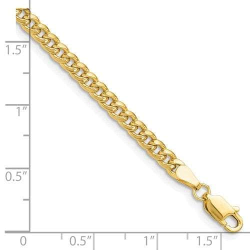 Baikalla Jewelry 14K Yellow Gold Chain 14K Yellow Gold 3.8 mm Semi-Solid Miami Cuban Chain with Lobster Clasp