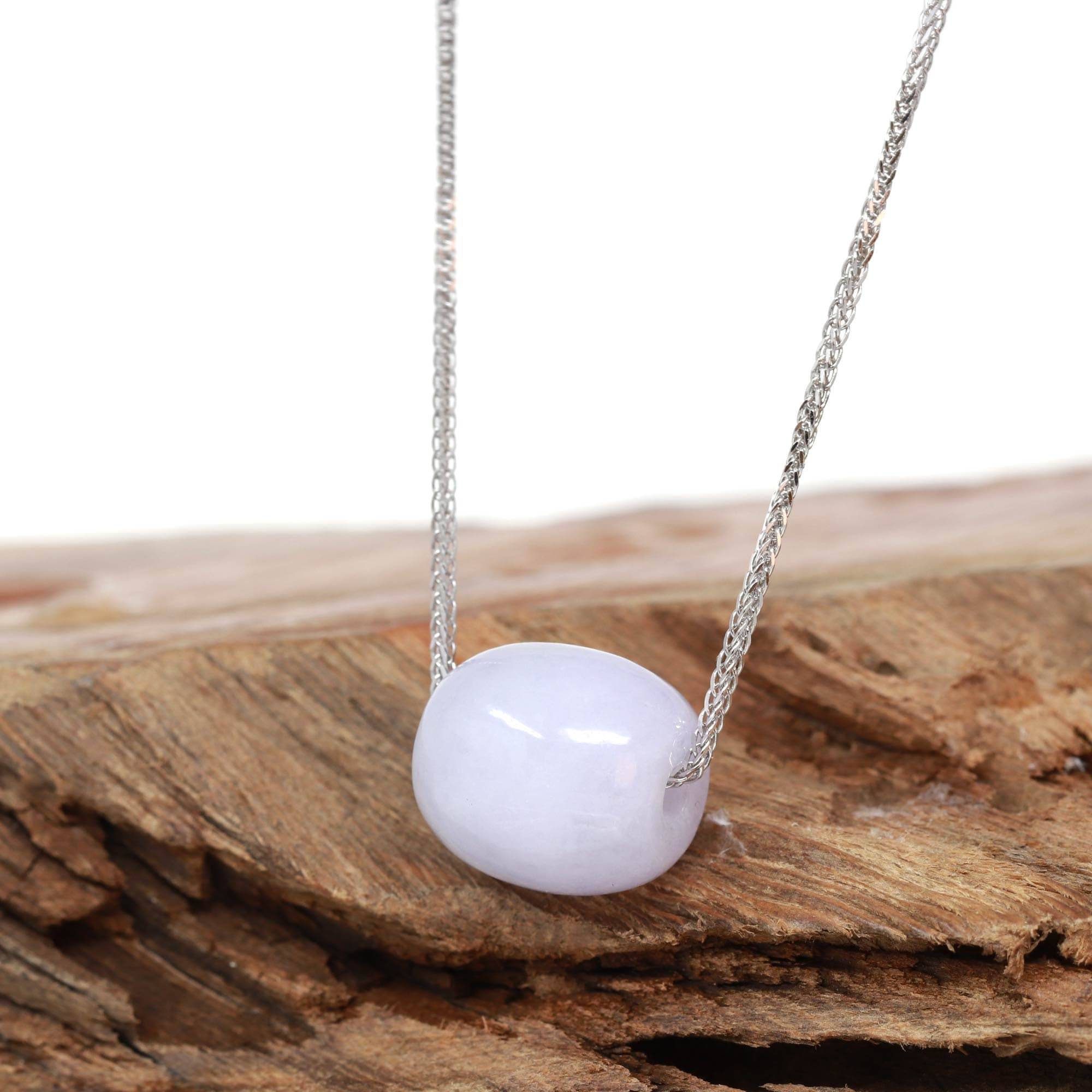 Baikalla Jewelry Jade Pendant Necklace Baikalla™ &quot;Good Luck Button&quot; Necklace Real Lavender Jade Lucky TongTong Pendant Necklace