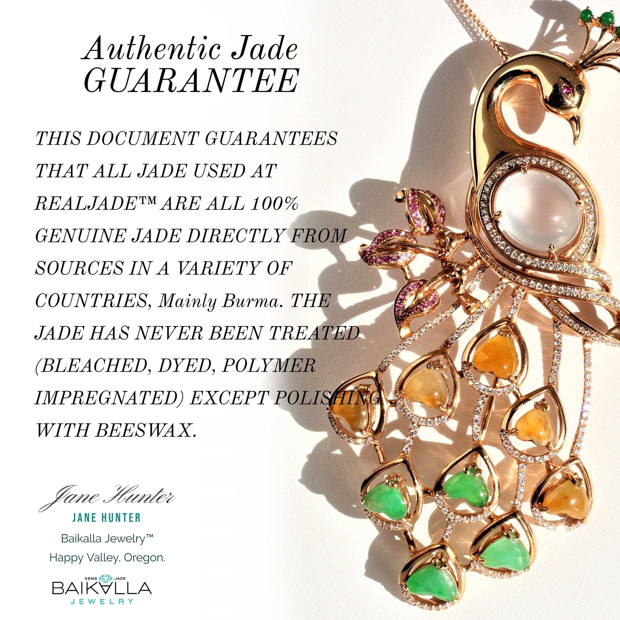 Baikalla Jewelry God Jadeite Necklace Baikalla™ &quot;Alexandra&quot; 14k Rose Gold &amp; Genuine Imperial Jadeite Pendant Necklace