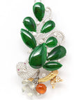 Baikalla Jewelry 18k Gold Jadeite Necklace "Bird on A Tree" Baikalla Jewelry Signature Neck-piece Brooch Necklace