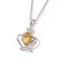 Baikalla Jewelry Silver Amethyst Necklace Citrine Baikalla "LOVE Crown" Sterling Silver Natural Crown Amethyst Necklace With CZ