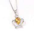 Baikalla Jewelry Silver Citrine Necklace Baikalla "LOVE Crown" Sterling Silver Natural Crown Amethyst Necklace With CZ