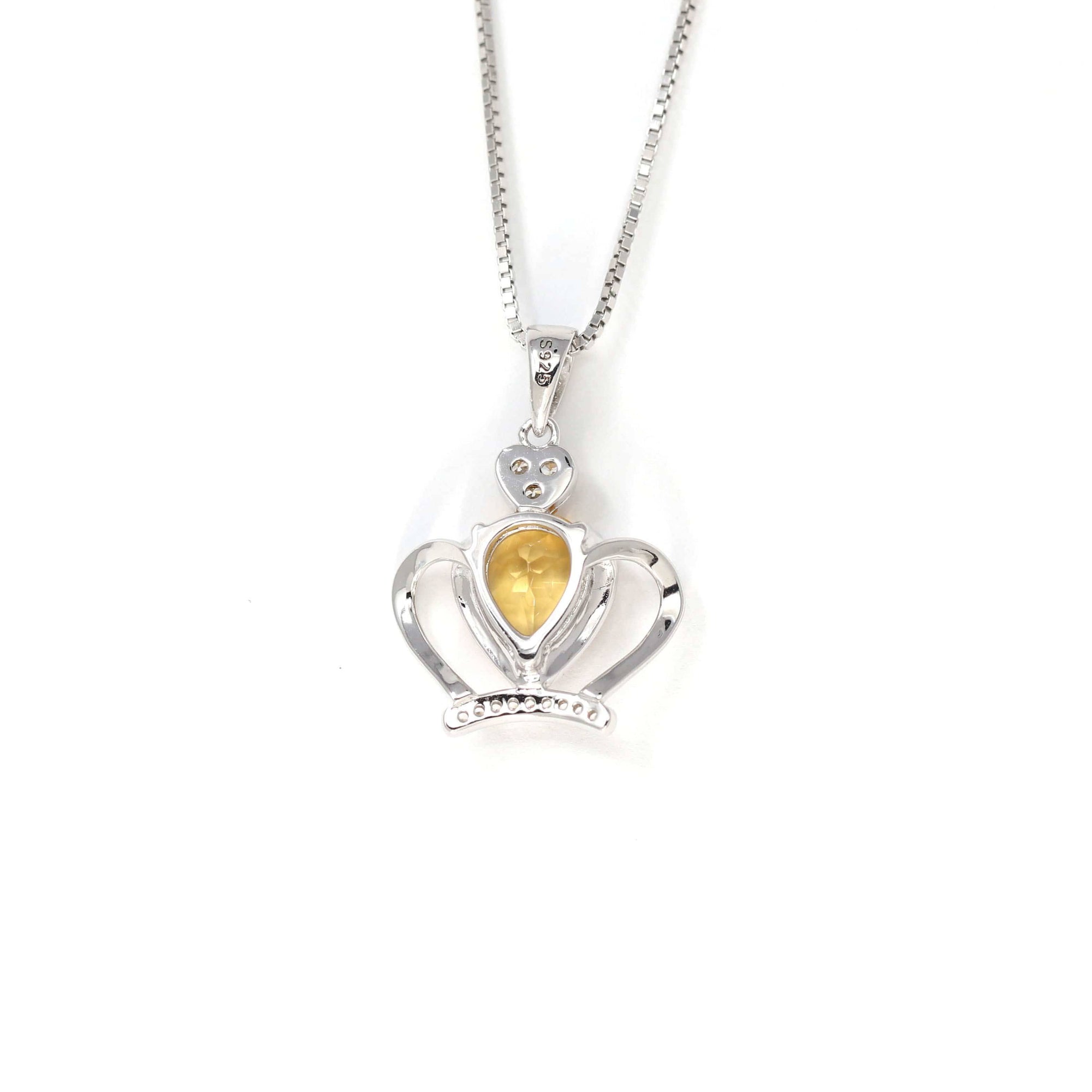 Baikalla Jewelry Silver Citrine Necklace Baikalla &quot;LOVE Crown&quot; Sterling Silver Natural Crown Amethyst Necklace With CZ