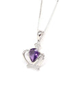 Baikalla Jewelry Silver Amethyst Necklace Baikalla "LOVE Crown" Sterling Silver Natural Crown Amethyst Necklace With CZ