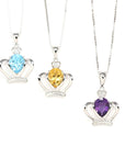 Baikalla Jewelry Silver Citrine Necklace Baikalla "LOVE Crown" Sterling Silver Natural Crown Amethyst Necklace With CZ