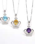 Baikalla Jewelry Silver Amethyst Necklace Baikalla "LOVE Crown" Sterling Silver Natural Crown Amethyst Necklace With CZ