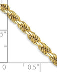 Baikalla Jewelry 14K Yellow Gold Chain 14K 2.5 mm Solid Diamond-cut Rope with Lobster Clasp Gold Chain