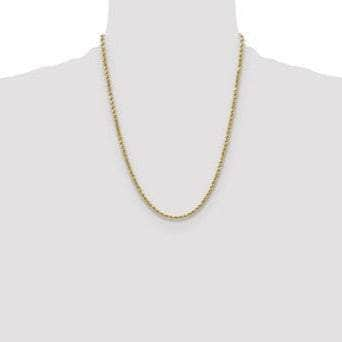 Baikalla Jewelry 14K Yellow Gold Pendant 14K 3.5mm Semi Solid Diamond-cut Rope with Lobster Clasp Gold Chain