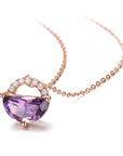 Baikalla Jewelry Amethyst Necklace 18k Rose Gold Genuine Amethyst Pendant Necklace With Diamonds Baikalla™ "Jean" 18K Gold Genuine Topaz Necklace W/Diamonds "My other Half is You" Collection