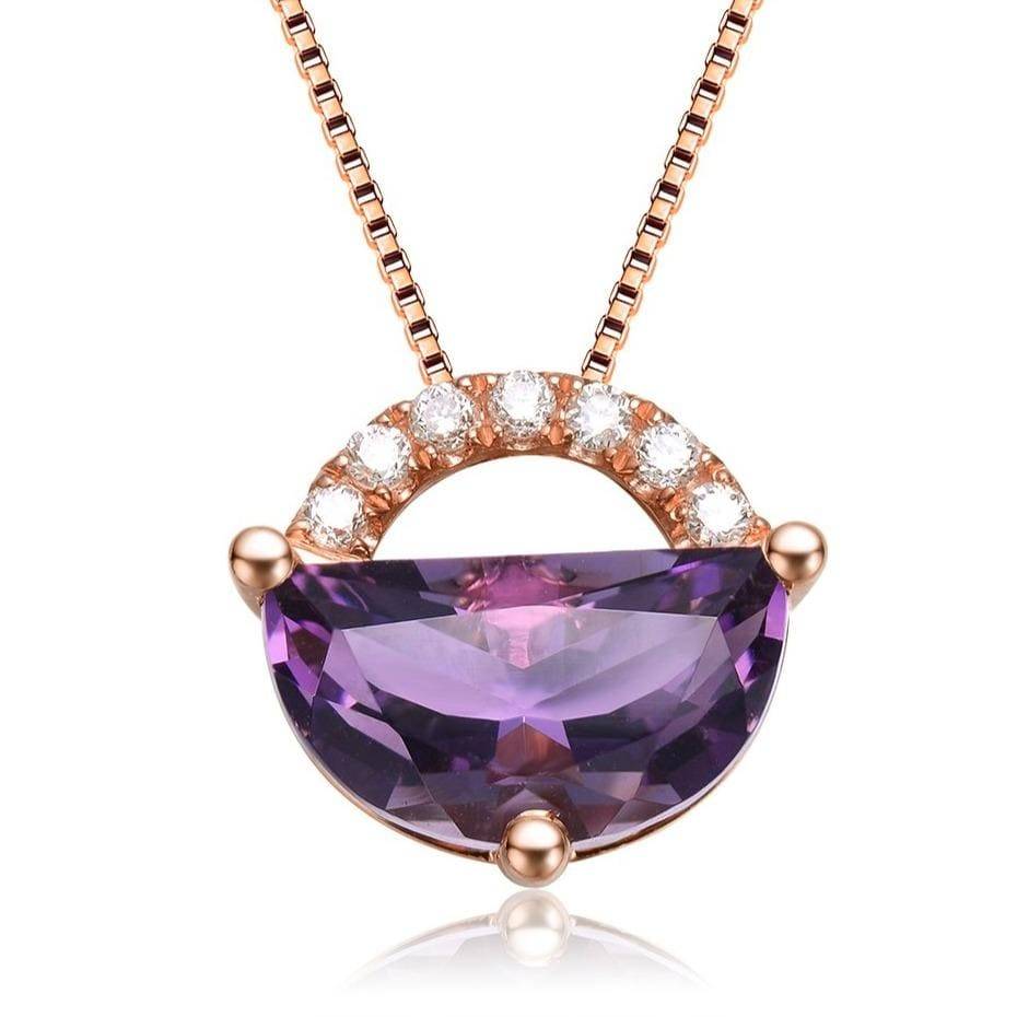 Baikalla Jewelry Amethyst Necklace Baikalla™ "Jean" 18K Gold Genuine Topaz Necklace W/Diamonds "My other Half is You" Collection