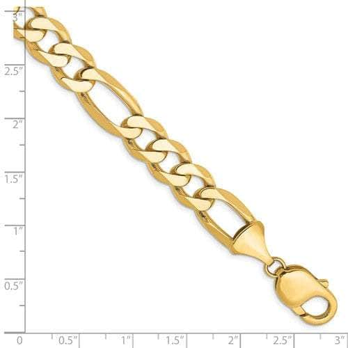 Baikalla Jewelry 14K Yellow Gold Pendant 14K 10 mm Solid Flat Figaro with Lobster Clasp Yellow Gold Bracelet