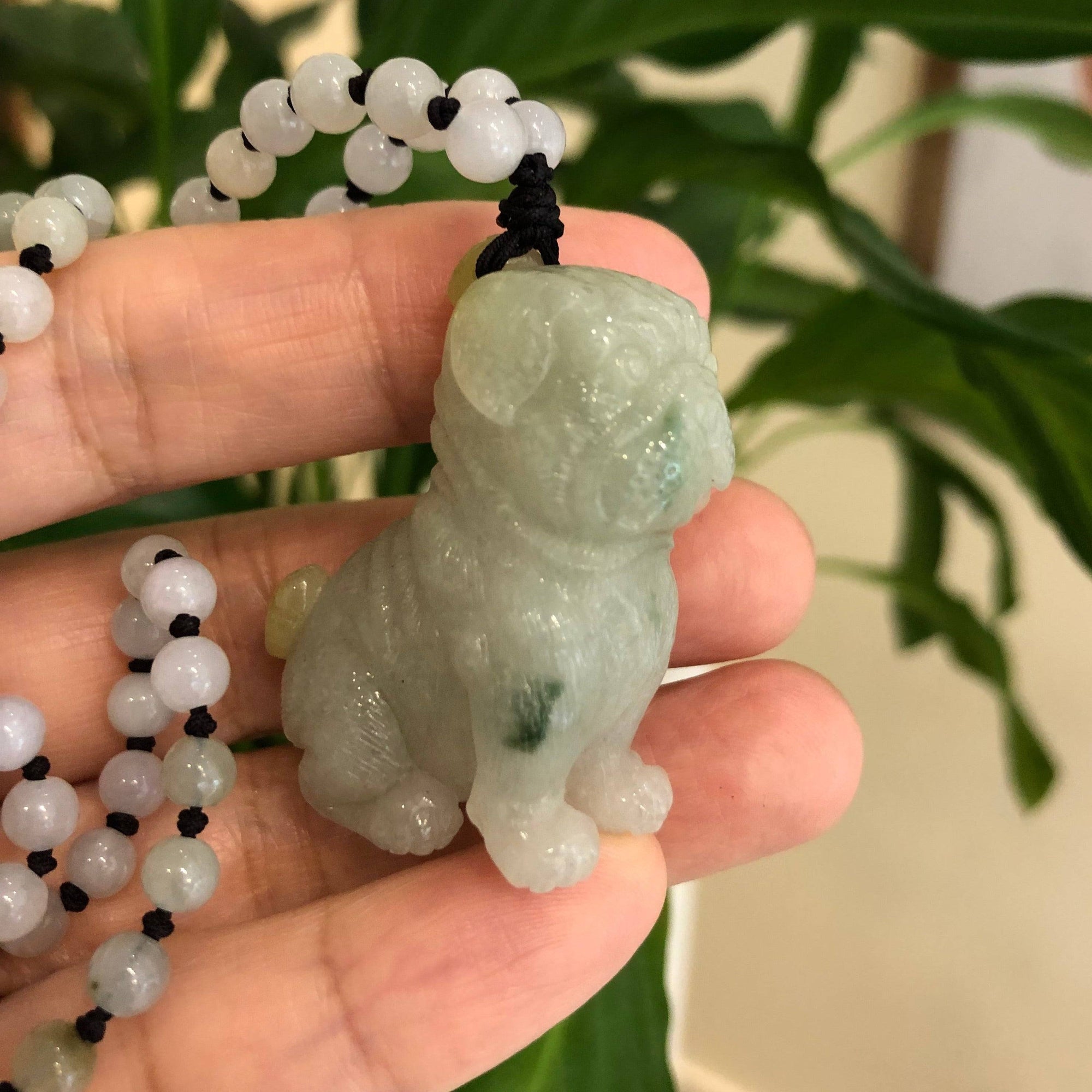 Baikalla Jewelry Jade Carving Necklace Baikalla™ Natural Jadeite Jade Shar Pei Dog Carving, Collectibles