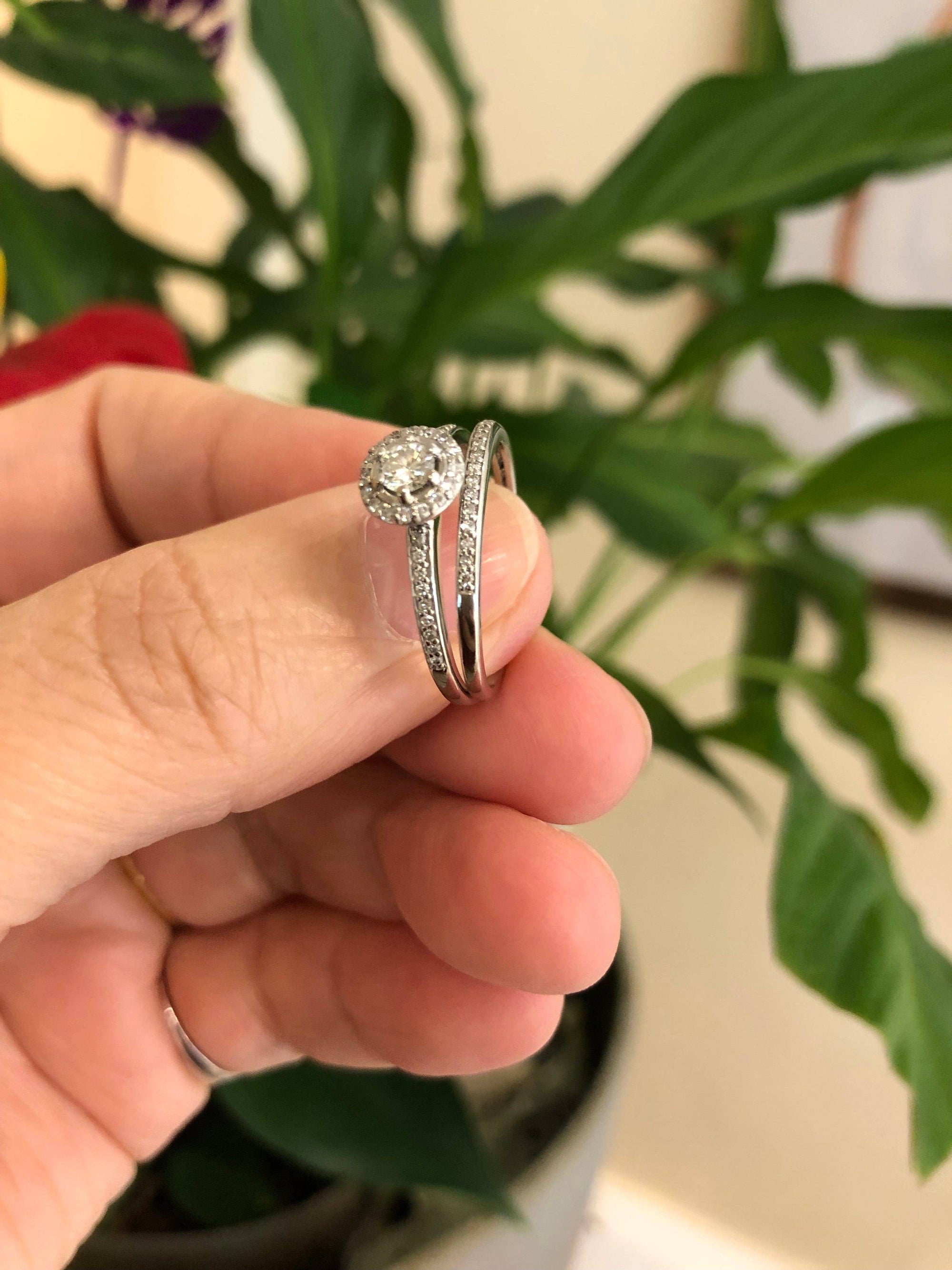 Baikalla 14K W Diamond Engagement Wedding Set