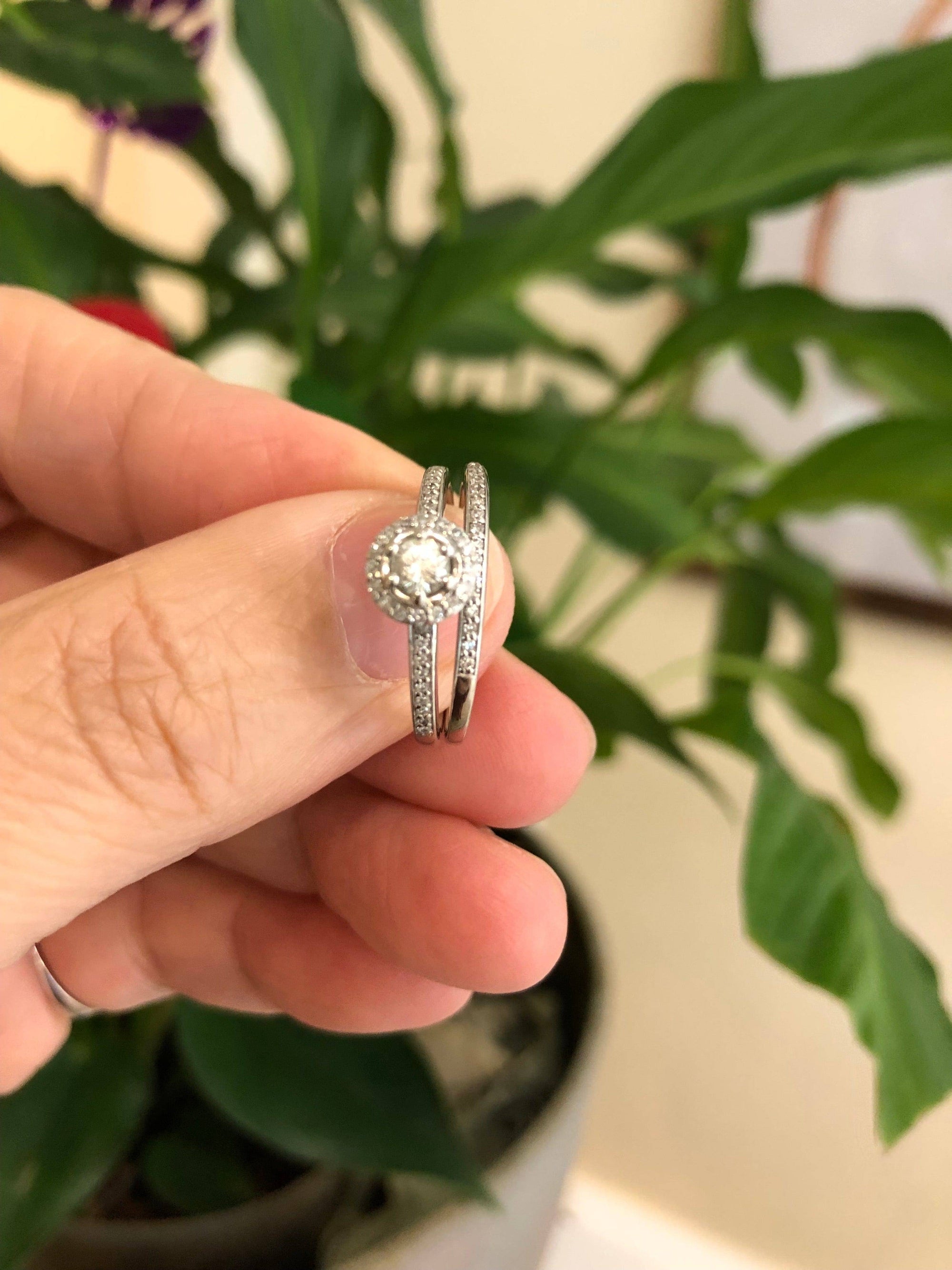 Baikalla 14K W Diamond Engagement Wedding Set