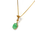 Baikalla Jewelry Gold Jadeite Necklace 18k Yellow Gold Jadeite Jade Diamond Pendant Necklace