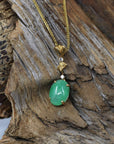 Baikalla Jewelry Gold Jadeite Necklace 18k Yellow Gold Jadeite Jade Diamond Pendant Necklace