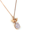 Baikalla Jewelry Gold Jadeite Necklace "Lavender Apricot Blossoms "18k Rose Gold Lavender Jadeite Jade Diamond Pendant Necklace