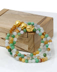 Baikalla Jewelry 24k Gold Jadeite Beads Bracelet Genuine High-quality Jade Jadeite Bracelet Bangle with 24k Yellow Golden Duck Charm Colorful  