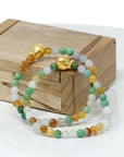 Baikalla Jewelry 24k Gold Jadeite Beads Bracelet Genuine High-quality Jade Jadeite Bracelet Bangle with 24k Yellow Golden Duck Charm Colorful  