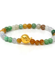 Baikalla Jewelry 24k Gold Jadeite Beads Bracelet Genuine High-quality Jade Jadeite Bracelet Bangle with 24k Yellow Golden Duck Charm Colorful  