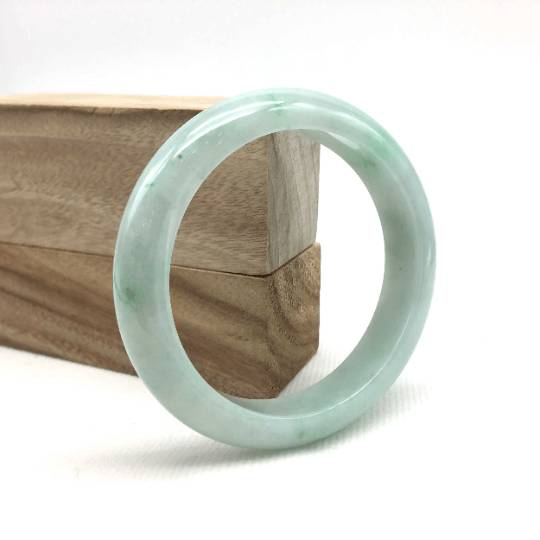 Baikalla Jewelry Jadeite Jade Bangle Bracelet Genuine Burmese Green Jadeite Jade Bangle Bracelet (56.6mm)