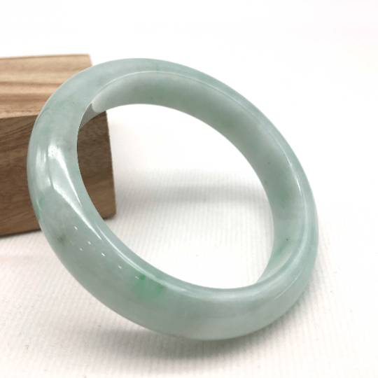 Baikalla Jewelry Jadeite Jade Bangle Bracelet Genuine Burmese Green Jadeite Jade Bangle Bracelet (56.6mm)