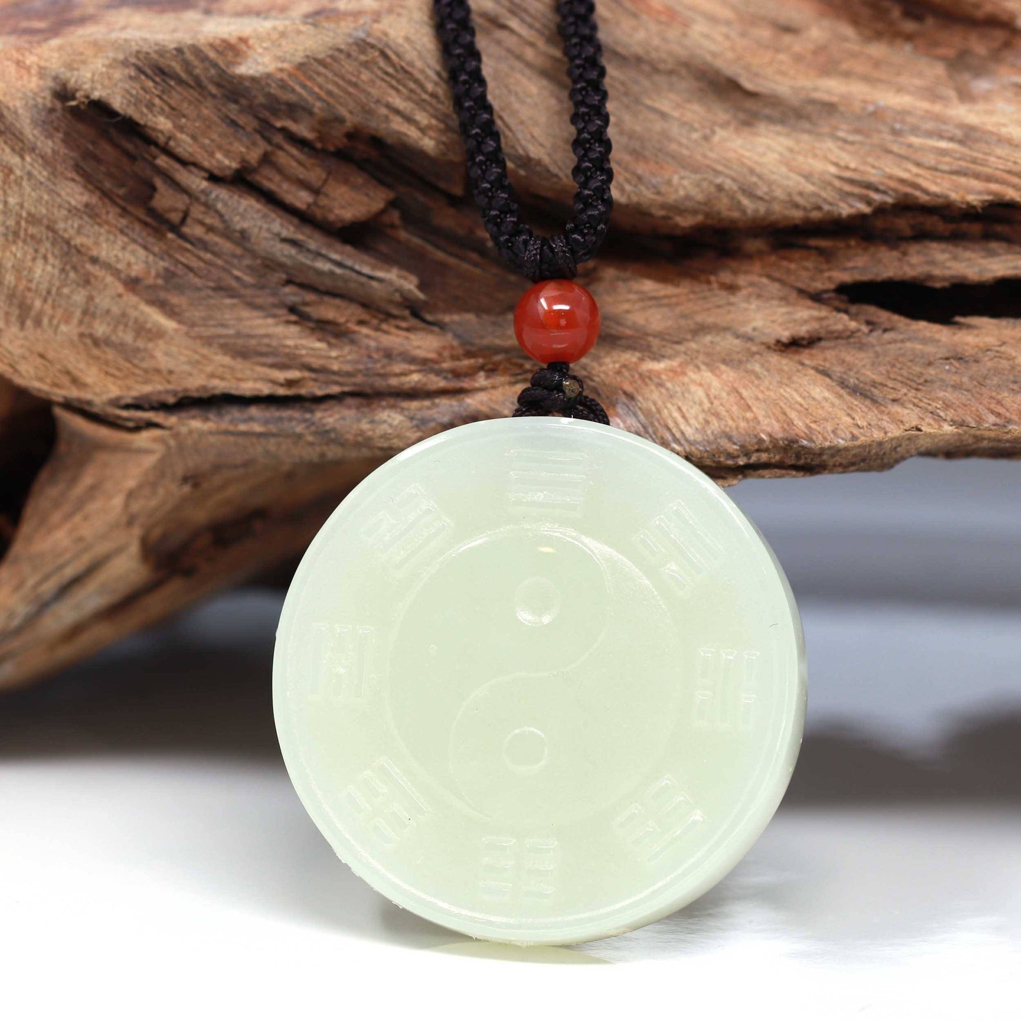 Baikalla Jewelry Jade Pendant Necklace Baikalla™ &quot;Classic Yin Yang&quot; Genuine HeTian White Nephrite Jade Yinyang Pendant Necklace