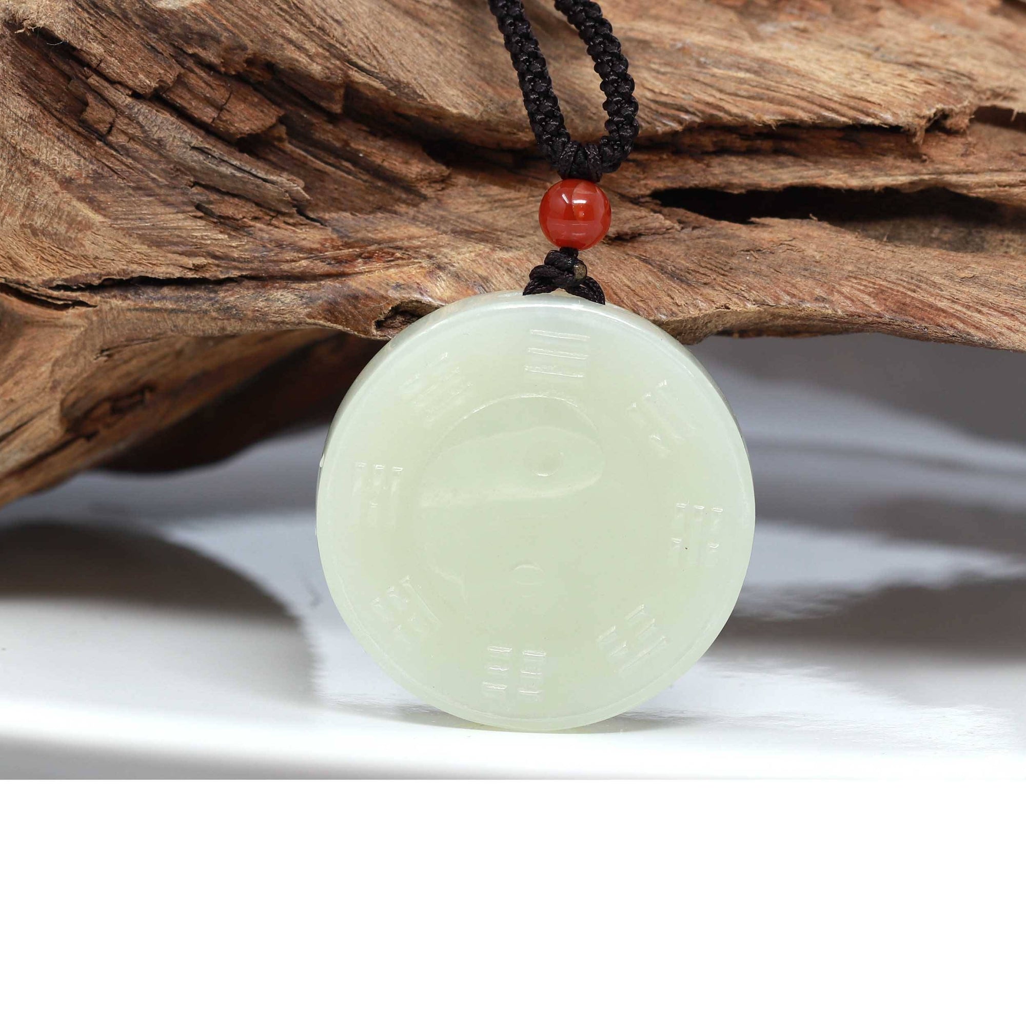 Baikalla Jewelry Jade Pendant Necklace Baikalla™ "Classic Yin Yang" Genuine HeTian White Nephrite Jade Yinyang Pendant Necklace