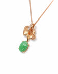 Baikalla Jewelry Gold Jadeite Necklace 18k Rose Gold Jadeite Jade Diamond Pendant Necklace