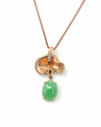 Baikalla Jewelry Gold Jadeite Necklace 18k Rose Gold Jadeite Jade Diamond Pendant Necklace