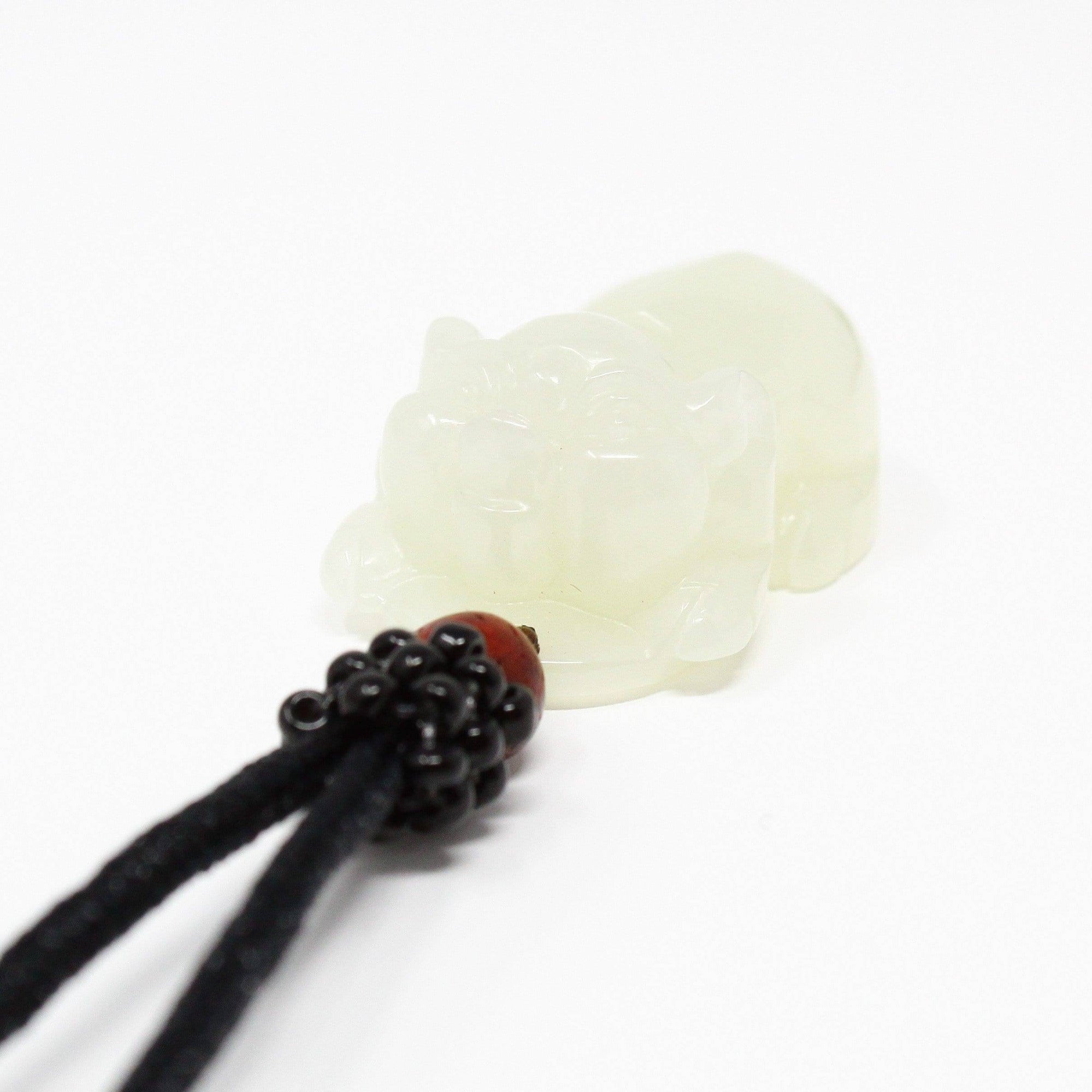 Baikalla Jewelry Jade Pendant Nephrite White Jade, Lucky Pig Pendant Necklace