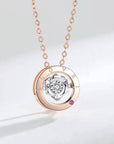 Baikalla Jewelry Baikalla™ Love Collection 18K Rose Gold Genuine Red Ruby & Diamond Round Rose Flower Love Necklace