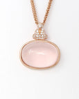 Baikalla Jewelry Silver Gemstone Necklace Rose Gold Plated Sterling Silver Rose Quartz Pendant Necklace With Zircon