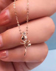 Baikalla Jewelry Gold Necklace 18k Royal Solid Rose Gold Rose Flower Love Necklace 