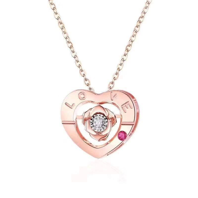 Baikalla Jewelry 18k Gold Ruby & Diamond Pendant Necklace Baikalla™ Love Collection 18K Rose Gold Genuine Red Ruby & Diamond Necklace