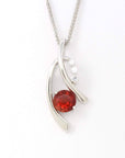 Baikalla Jewelry Sunstone Necklace Sterling Silver Natural Red Oregon Sunstone Necklace With White Sapphire